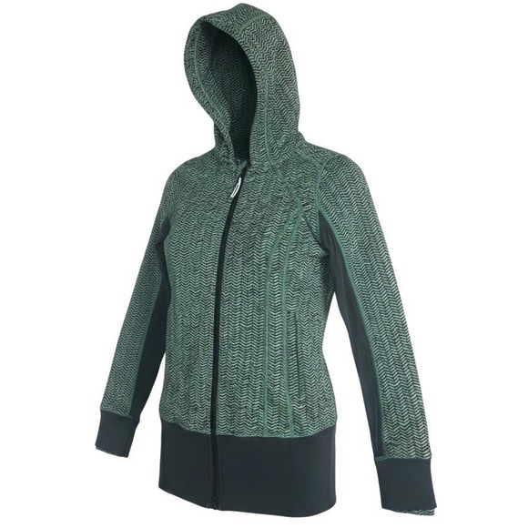 lululemon athletica Jackets & Blazers - Lululemon Daily Practice Hooded Track Jacket Women's 4 Spacebone Green Chevron